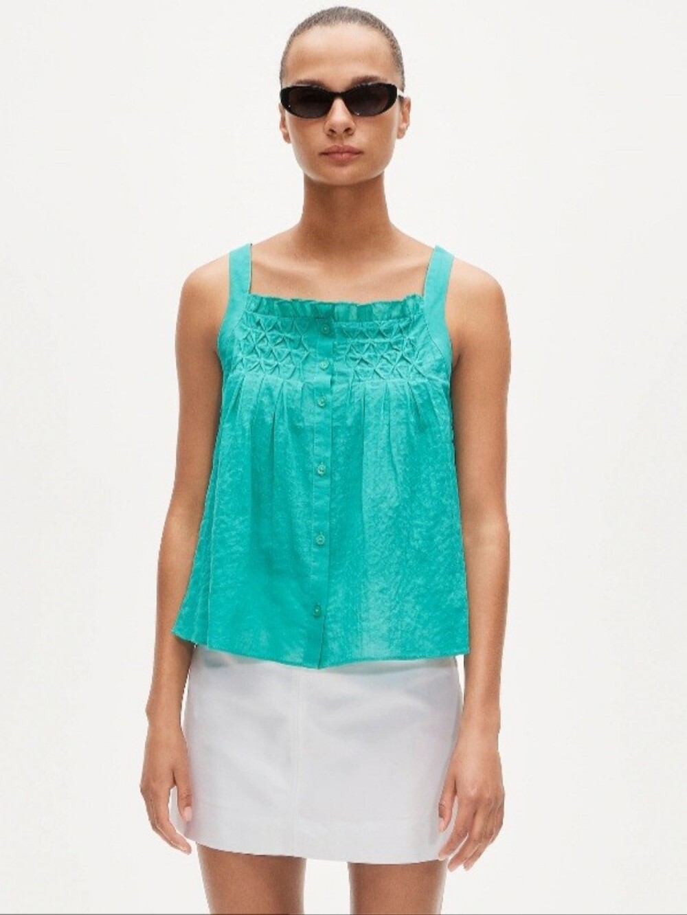 J.crew Smocked crinkle tank top
